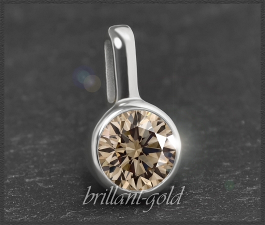 Brillant Anhänger 585 Gold; 0,46ct, cognac, VS1